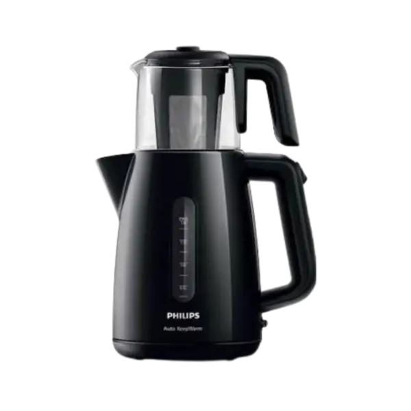 چای ساز فیلیپس مدل HD7301 روهمی با قوری شیشه‌ای پیرکس و کتری مشکی در فروشگاه bndx.ir